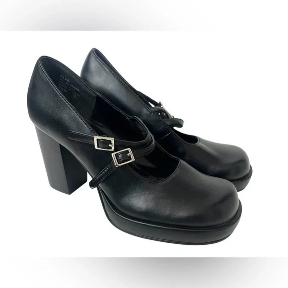 Y2K Mudd Women's Black Mary Jane Platform Heels - Size 7.5 - Picture 3 of 10